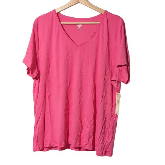 New Valerie Stevens Pink V-Neck T-Shirt | 2X  0100 - Picture 1 of 7